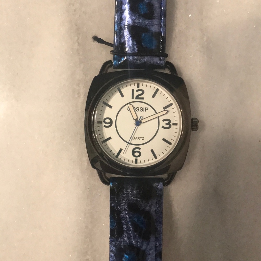 NWOT Gossip blue leopard print watch
